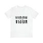 White T-shirt, low vision Black Letters