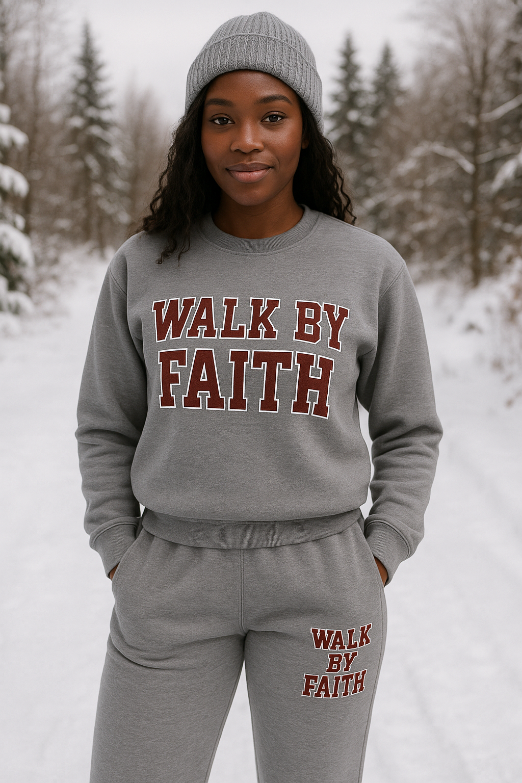 *NEW*Walk by Faith Joggers Set (varsity letters burgundy)