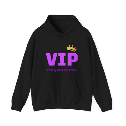VI{P Visually Impaired Person Hoodie (purple/gold )