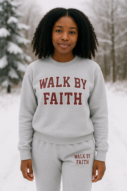 *NEW*Walk by Faith Joggers Set (varsity letters burgundy)