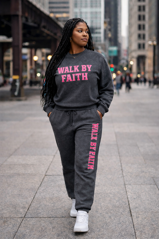 *NEW* Walk by Faith Jogger Set (pink letters)